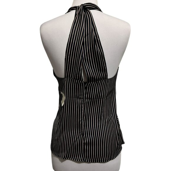 Bishop + Young Dakota Silky Black Striped V Neck Racerback Top Sz S Trendy - Picture 5 of 9